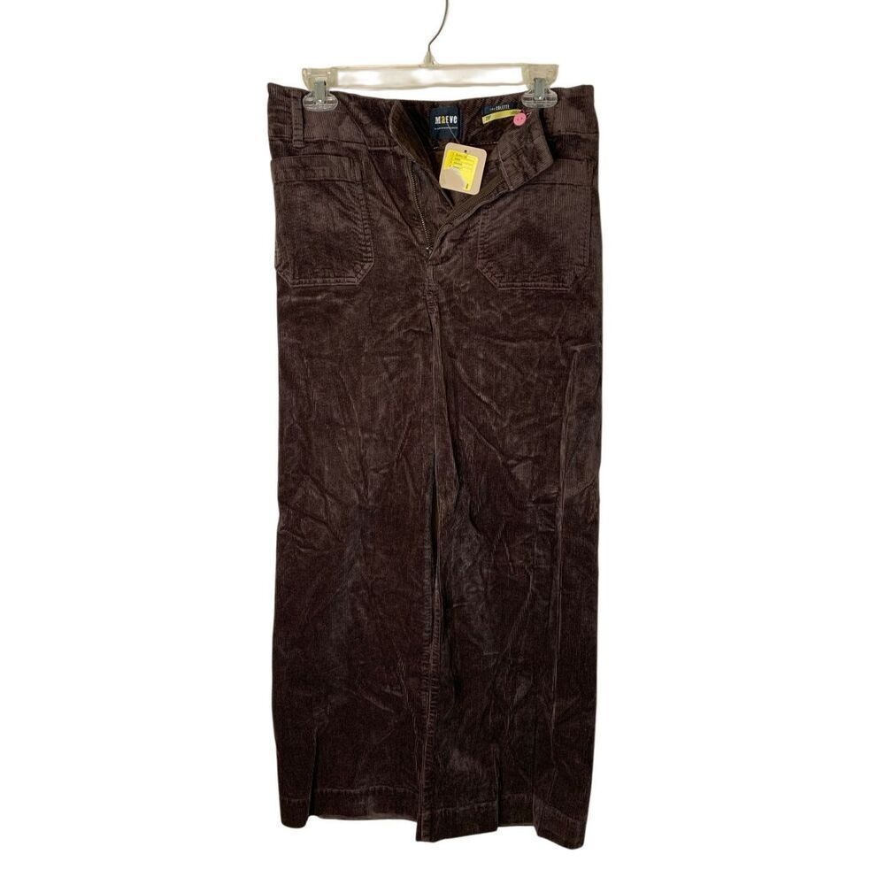 Maeve Wide-Leg Corduroy Pants in Dark Brown NWOT